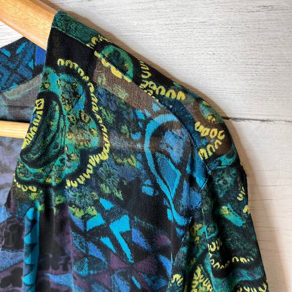 Chicos Blouse Womens Size 3/XL Colorful Paisley Geometric Floral 100% Silk - Picture 10 of 16